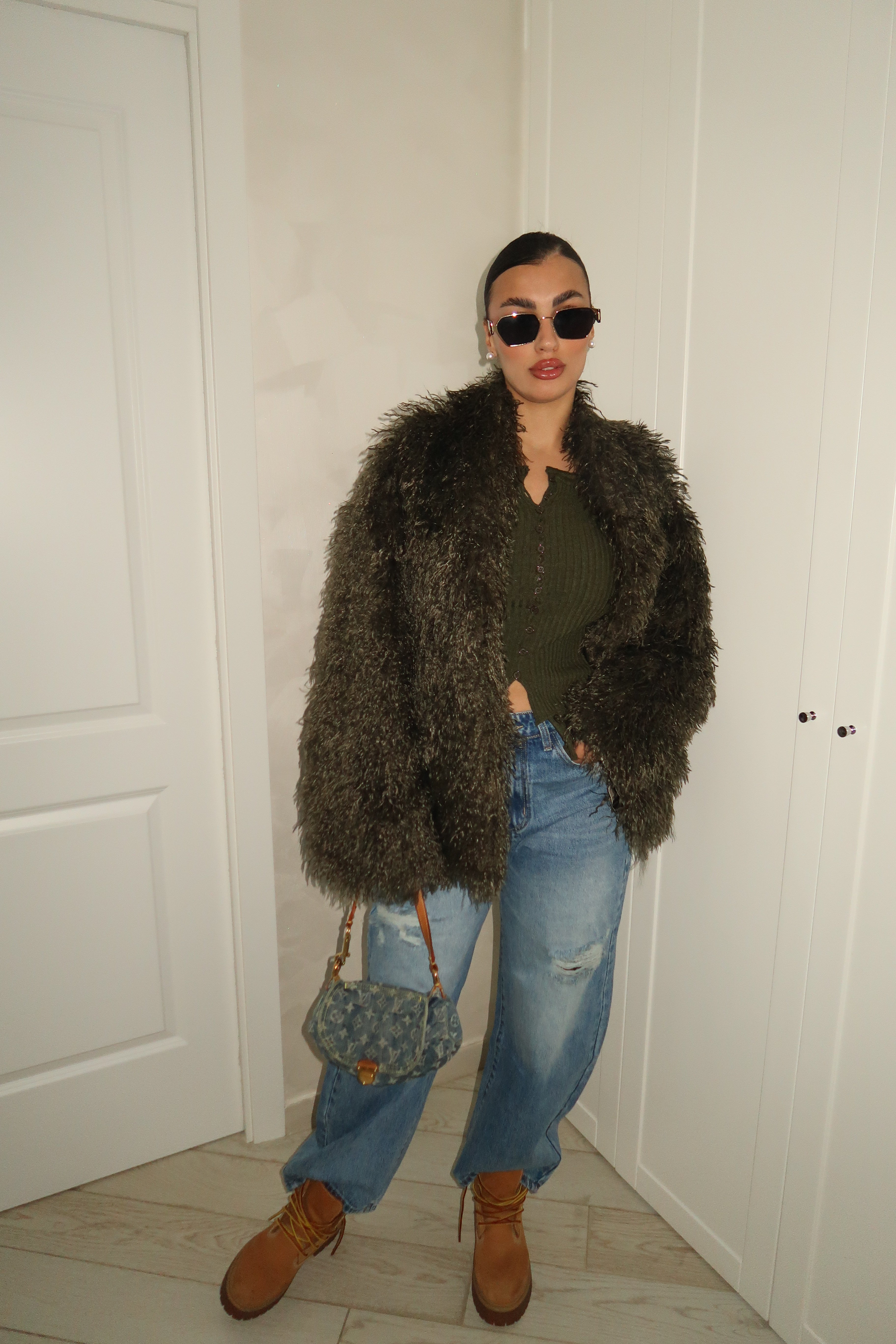 Eco-Pelliccia Mongolia Verde Militare