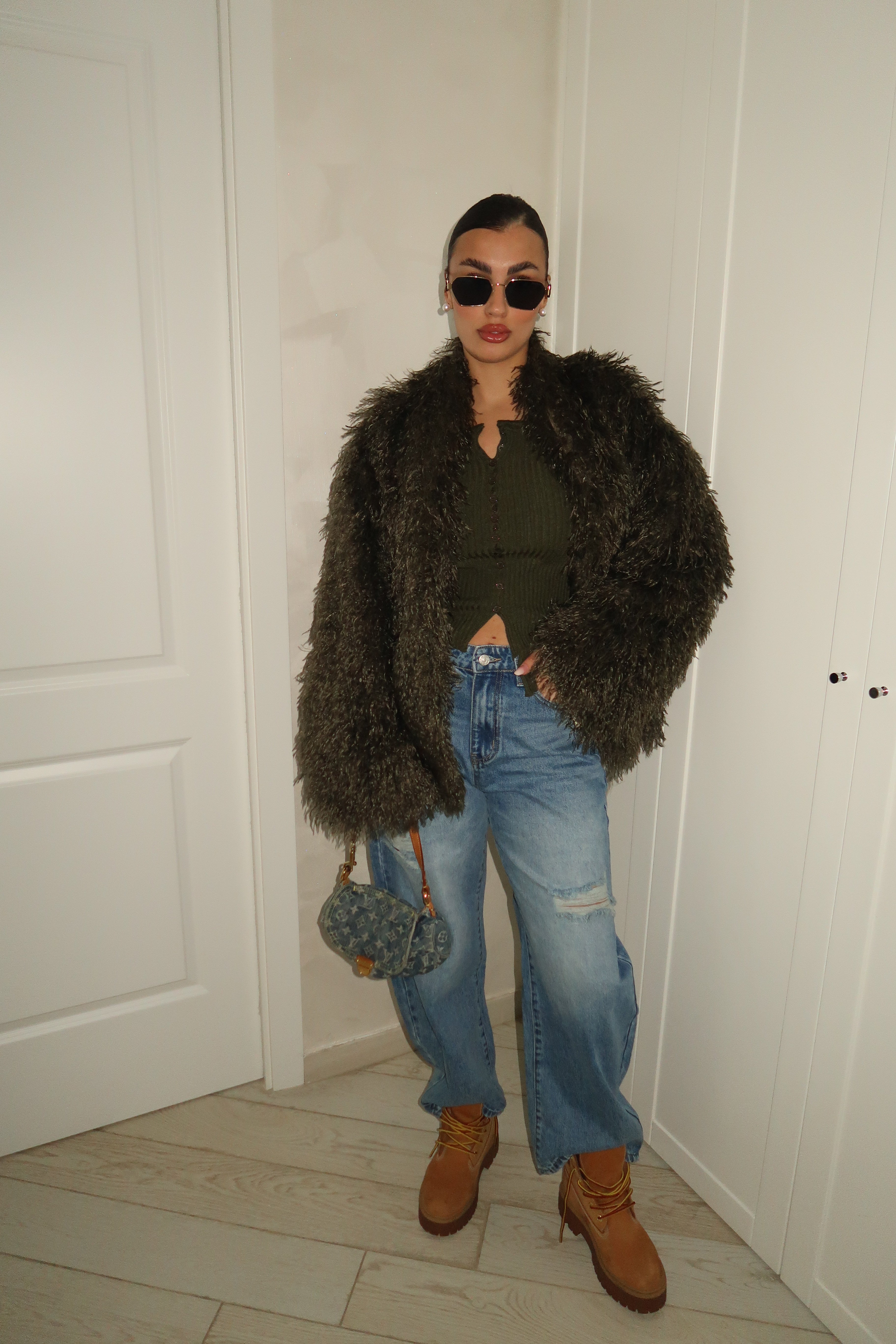 Eco-Pelliccia Mongolia Verde Militare